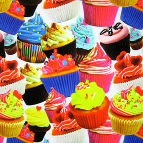 Multi Color Cupcake Print Fabric