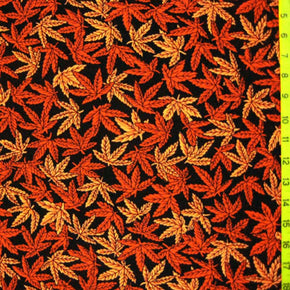 Red/Orange Leaf Print Fabric