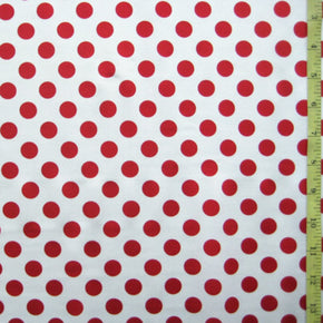 White/Red Polka Dot Print Fabric