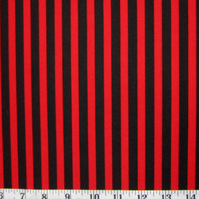 Red/Black Vertical Stripe  Fabric