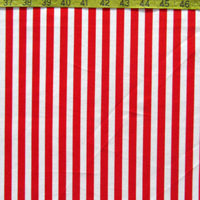 Red/White Vertical Stripe  Fabric