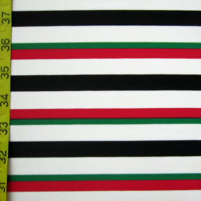 Red/Green/White/Black Horizontal Stripe Fabric