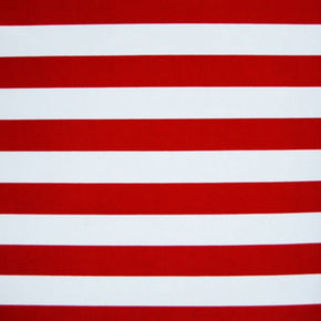 Red/White Horizontal 1" Stripes Fabric