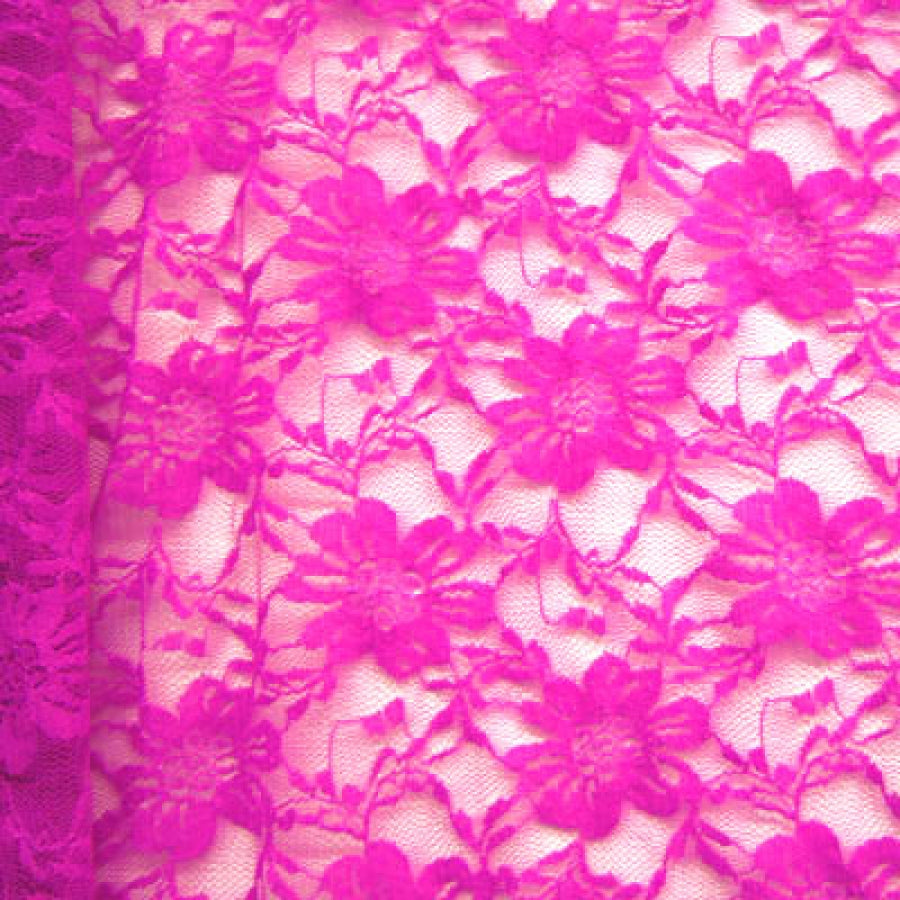 Neon Pink Floral Stretch Lace