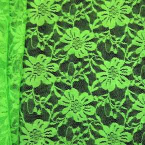 Neon Green Flower Lace Fabric