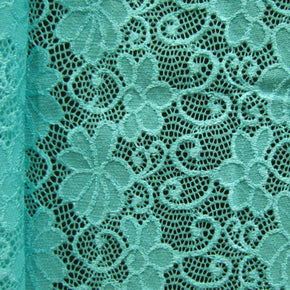 Aqua Blue Flower Lace Fabric