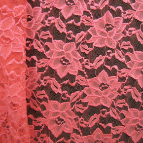Coral Big Flower Lace Fabric