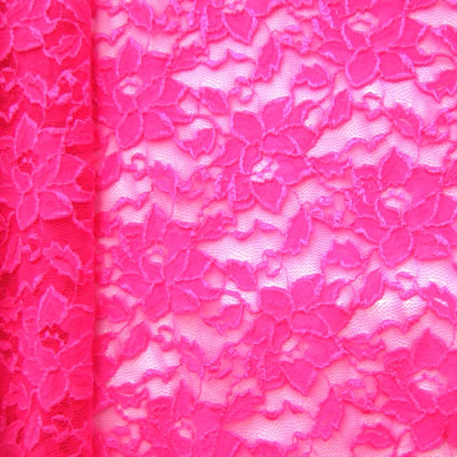 Big Flower Lace Fabric 4 Way Stretch Hot Pink
