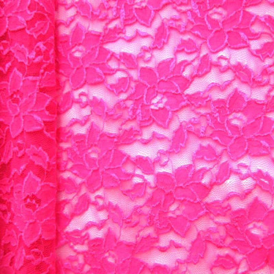 Neon Pink Floral Stretch Lace