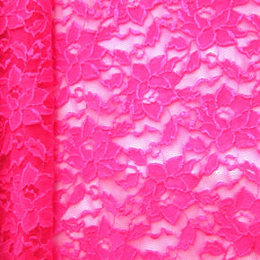 Hot Pink Big Flower Lace Fabric
