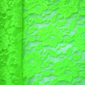 Neon Green Big Flower Lace Fabric