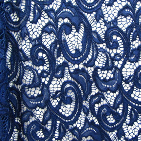 Navy Paisley Lace Fabric