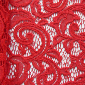 Red Paisley Lace Fabric