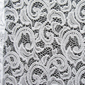 White Paisley Lace Fabric