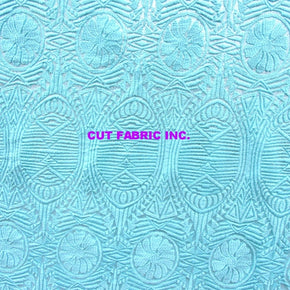 Blue Embroidery Lace On Mesh Fabric
