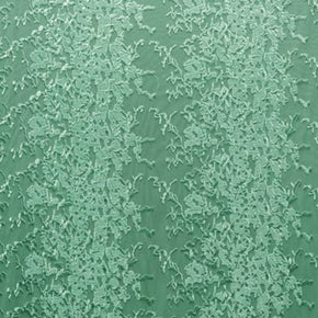 Mint Green Embroidery Lace On Mesh Fabric