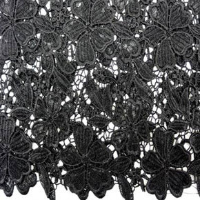 Black 3D Floral Guipure Lace Fabric