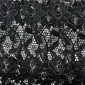 Black 3D Floral Guipure Lace Fabric