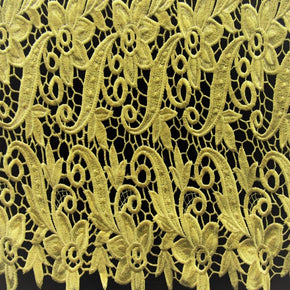 Gold 3D Floral Lace Fabric