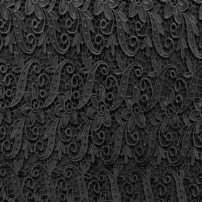 Black 3D Floral Lace Fabric