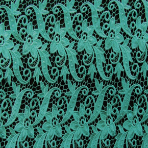 Blue 3D Floral Lace Fabric