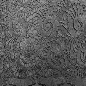 Black 3D Floral Lace Fabric