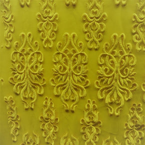 Gold Heavy Embroidery Lace On Mesh With Scalloped Sides Fabric