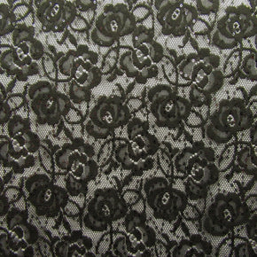 Black Sequin Lace On Mesh Fabric