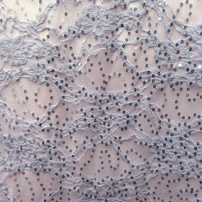 Lavender Sequin Lace On Mesh Fabric