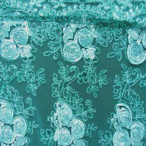 Blue Fancy Sequin On Lace Fabric