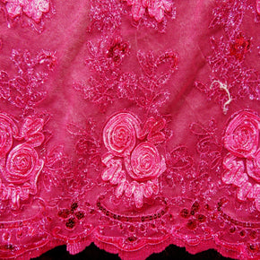 Fuchsia Fancy Sequin On Lace Fabric
