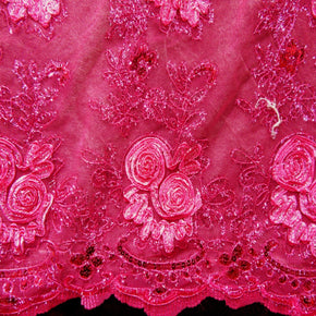 Fuchsia Fancy Sequin On Lace Fabric