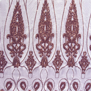 White/Gold Fancy Sequin On Mesh Fabric