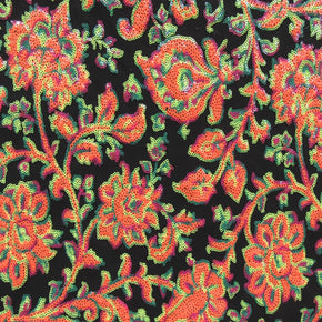 Multi Color 2Mm Floral Sequin On Mesh Fabric